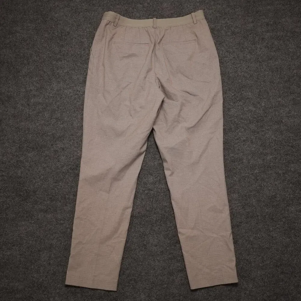 Uniqlo Dress Pants Mens 31x29 Beige Check Slim Fit Stretch Elastic Waist Office